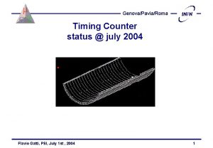 GenovaPaviaRoma Timing Counter status july 2004 Flavio Gatti