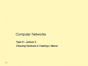 Computer Networks Topic 6 Lecture 2 Choosing Hardware