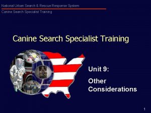 National Urban Search Rescue Response System Canine Search