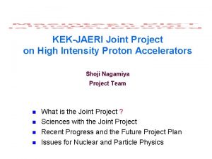 KEKJAERI Joint Project on High Intensity Proton Accelerators