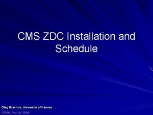 CMS ZDC Installation and Schedule Oleg Grachov University