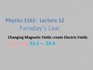 Physics 1161 Lecture 12 Faradays Law Changing Magnetic