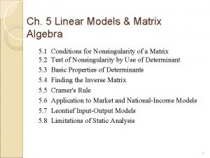 Ch 5 Linear Models Matrix Algebra 5 1