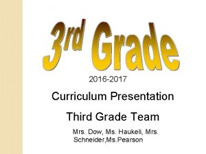 2016 2017 Curriculum Presentation Third Grade Team Mrs