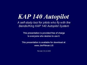 KAP 140 Autopilot A selfstudy tool for pilots