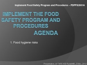 Implement Food Safety Program and Procedures FDFFS 2001