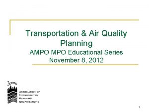 Transportation Air Quality Planning AMPO Educational Series November