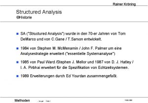Rainer Krning Structured Analysis Historie n SA Structured
