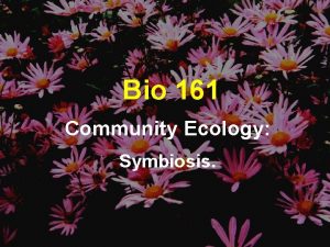 Bio 161 Community Ecology Symbiosis Adaptation to the