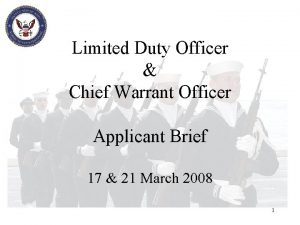 Limited Duty Officer Chief Warrant Officer Applicant Brief