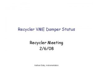 Recycler VME Damper Status Recycler Meeting 2608 Nathan