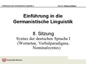 Einfhrung in die Germanistische Linguistik 8 Prof Dr