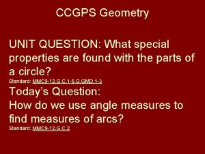 CCGPS Geometry UNIT QUESTION What special properties are