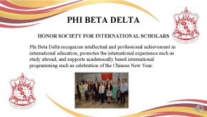 PHI BETA DELTA HONOR SOCIETY FOR INTERNATIONAL SCHOLARS