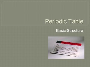 Periodic Table Basic Structure Rows and Columns The
