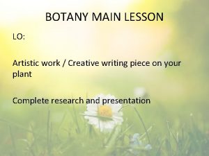 BOTANY MAIN LESSON LO Artistic work Creative writing