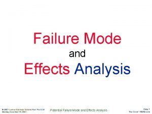 Failure Mode and Effects Analysis 2001 Cayman Business