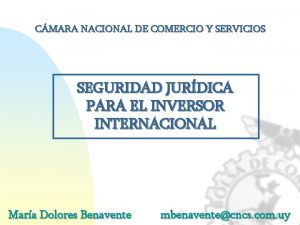 CMARA NACIONAL DE COMERCIO Y SERVICIOS SEGURIDAD JURDICA