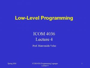 LowLevel Programming ICOM 4036 Lecture 4 Prof Bienvenido