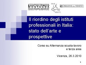 Il riordino degli istituti professionali in Italia stato