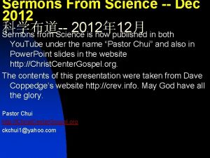 Sermons From Science Dec 2012 2012 12 Sermons