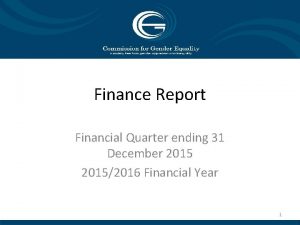 Finance Report Financial Quarter ending 31 December 20152016