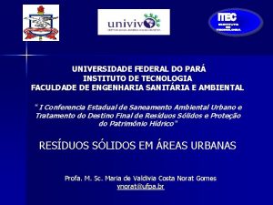 UNIVERSIDADE FEDERAL DO PAR INSTITUTO DE TECNOLOGIA FACULDADE