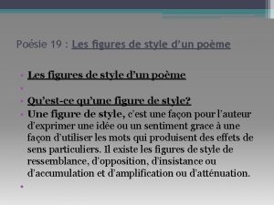 Posie 19 Les figures de style dun pome