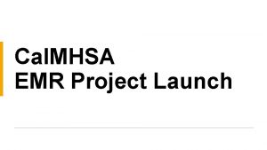 Cal MHSA EMR Project Launch Agenda Who we