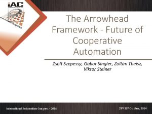 The Arrowhead Framework Future of Cooperative Automation Zsolt