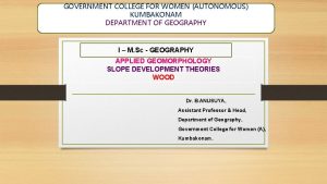 GOVERNMENT COLLEGE FOR WOMEN AUTONOMOUS KUMBAKONAM DEPARTMENT OF