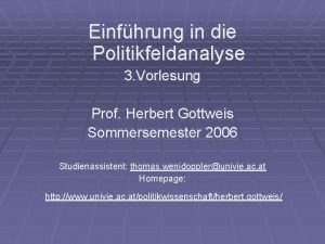 Einfhrung in die Politikfeldanalyse 3 Vorlesung Prof Herbert