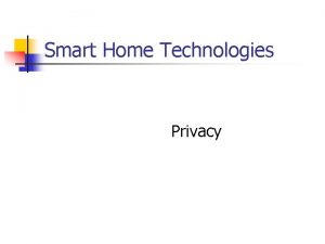 Smart Home Technologies Privacy Data Security and Privacy