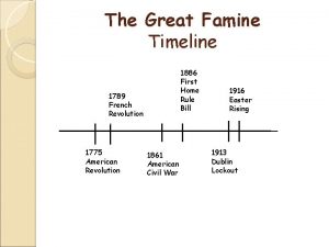The Great Famine Timeline 1886 First Home Rule