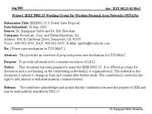 Aug 2001 doc IEEE 802 15 01384 r