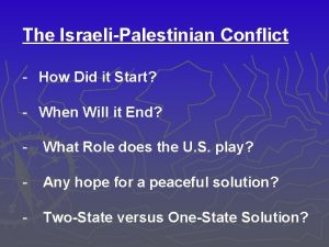 The IsraeliPalestinian Conflict How Did it Start When