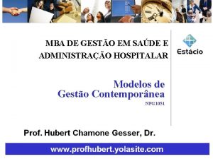 MBA DE GESTO EM SADE E ADMINISTRAO HOSPITALAR