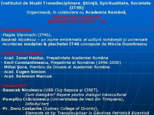 Institutul de Studii Transdisciplinare tiin Spiritualitate Societate IT