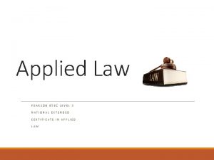 Applied Law PEARSON BTEC LEVEL 3 NATIONAL EXTENDED