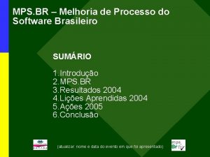 MPS BR Melhoria de Processo do Software Brasileiro