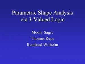 Parametric Shape Analysis via 3 Valued Logic Mooly