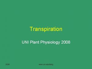 Transpiration UNI Plant Physiology 2008 www uni eduberg