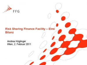 Risk Sharing Finance Facility Eine Bilanz Andrea Hglinger