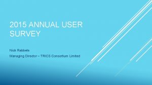 2015 ANNUAL USER SURVEY Nick Rabbets Managing Director