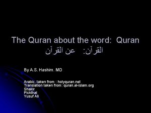 The Quran about the word Quran By A