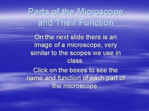 Parts of the Microscope and Their Function On