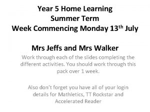 Year 5 Home Learning Summer Term Week Commencing