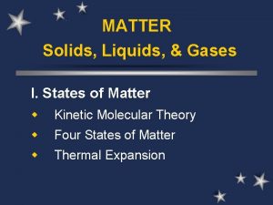 MATTER Solids Liquids Gases I States of Matter