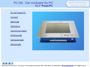 PC 100 Der modulare ExPC 12 1 PanelPC