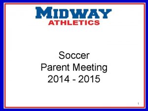 Soccer Parent Meeting 2014 2015 1 Contact Information